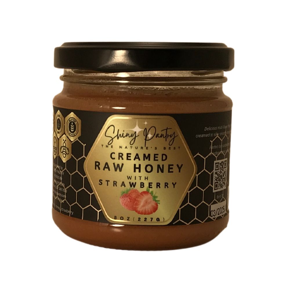 Creamed Raw Honey with Strawberry – Shiny Pantry